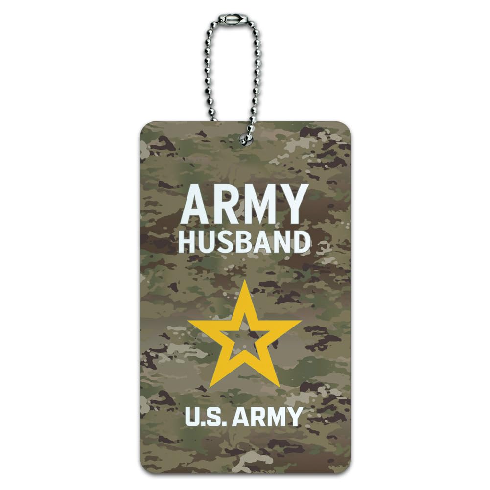 U.S. Army Husband Military Themed Luggage Tag - Durable Suitcase ID Card for Carry-On Bags - Perfect for Travel, Deployment & Military Family Gifts