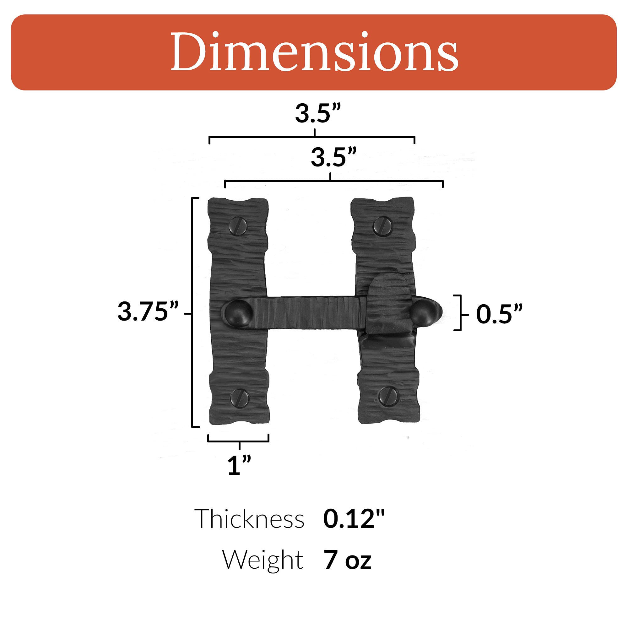 2 Pack 3.5 Inch Black Metal Bar Flip Latch - Rustic Decorative Gate Latch for Cabinets, Barn Doors & Outdoor Enclosures - The Sinaloa Series - Perfect for Farmhouse Style Homes, Sheds & Fence Gates