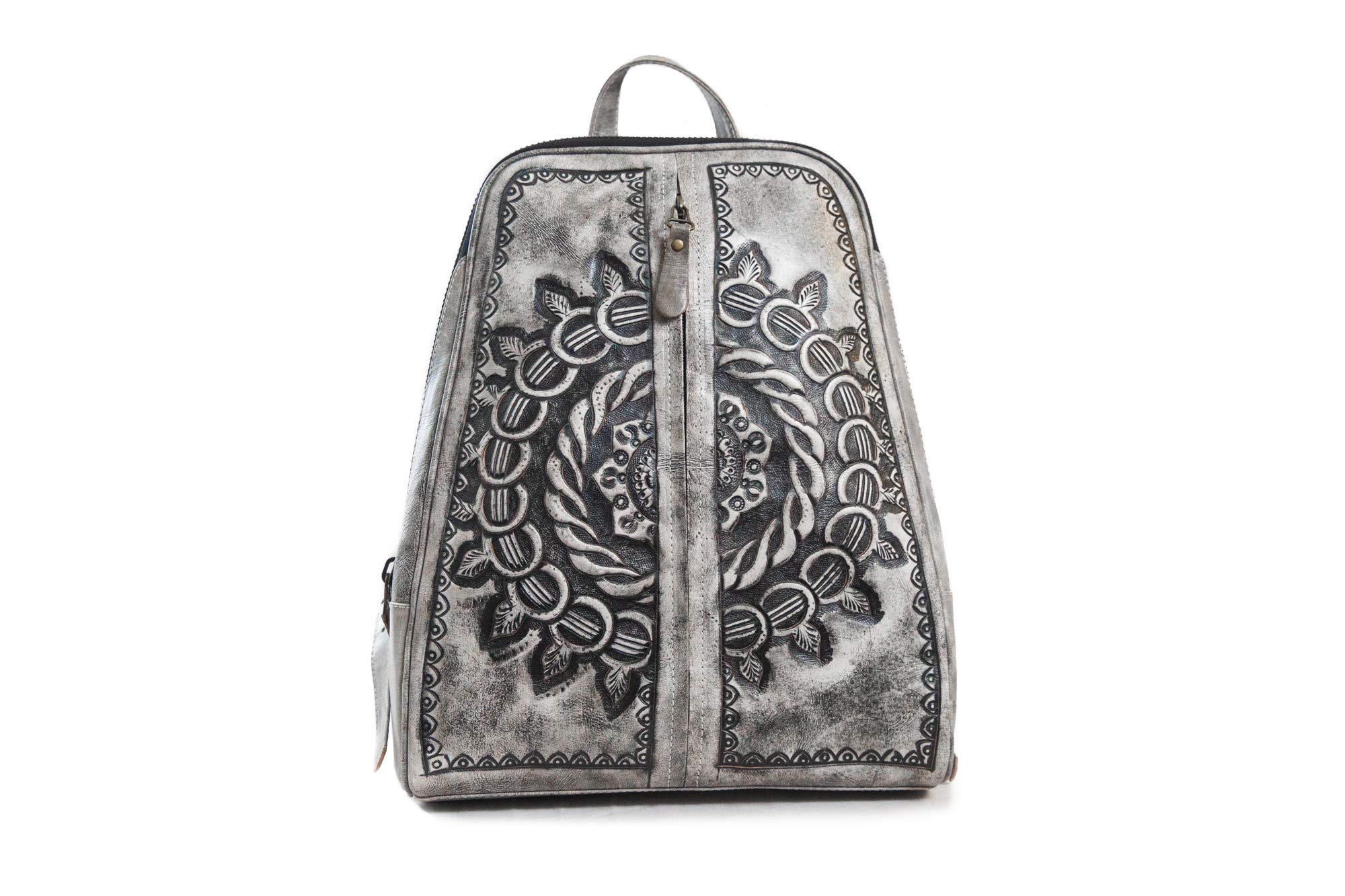Genuine Leather Women's Backpack Purse - Hand-Tooled Crossbody Shoulder Bag for Work, Travel & Everyday Use