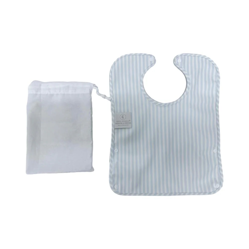 TRVL Design Best Bib Pimlico Stripe Blue - Premium Baby Bib for Messy Eaters, Travel & Everyday Use