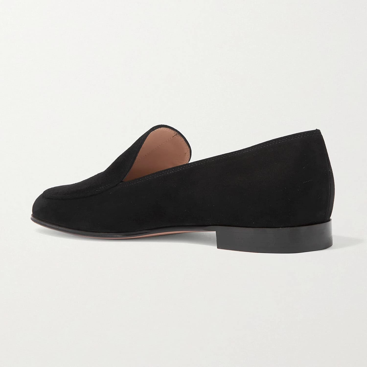 Women's FOWT V-Cut Loafers - Slip On Ballet Flats with Round Toe & Low Block Heel | Black Velvety Suede Casual Shoes for Summer | Comfortable Soft Walking Shoes (US Size 4-16) | Perfect for Office, Travel & Everyday Wear