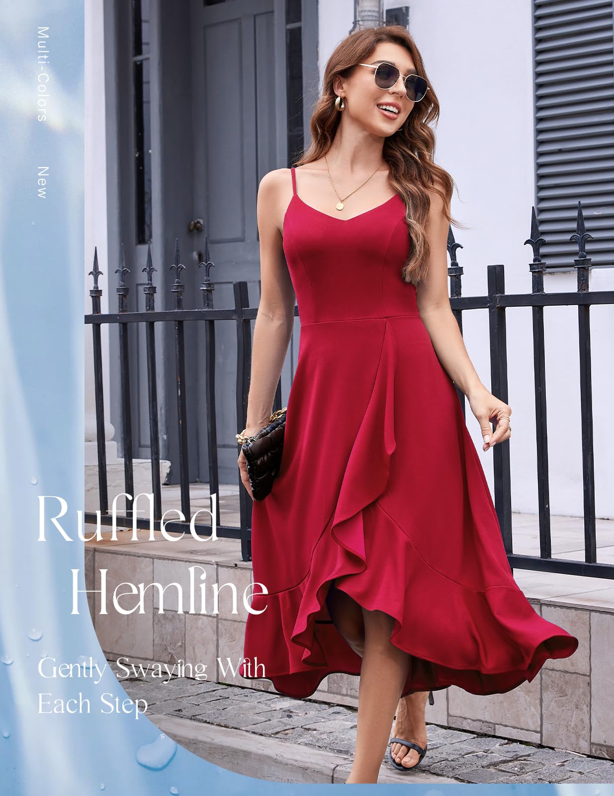 DRESSTELLS Women's Cocktail Party Dress | Formal Wedding Guest High-Low Dress | Fit & Flare Holiday Prom Gown | Perfect for Evening Events, Bridal Showers & Special Occasions