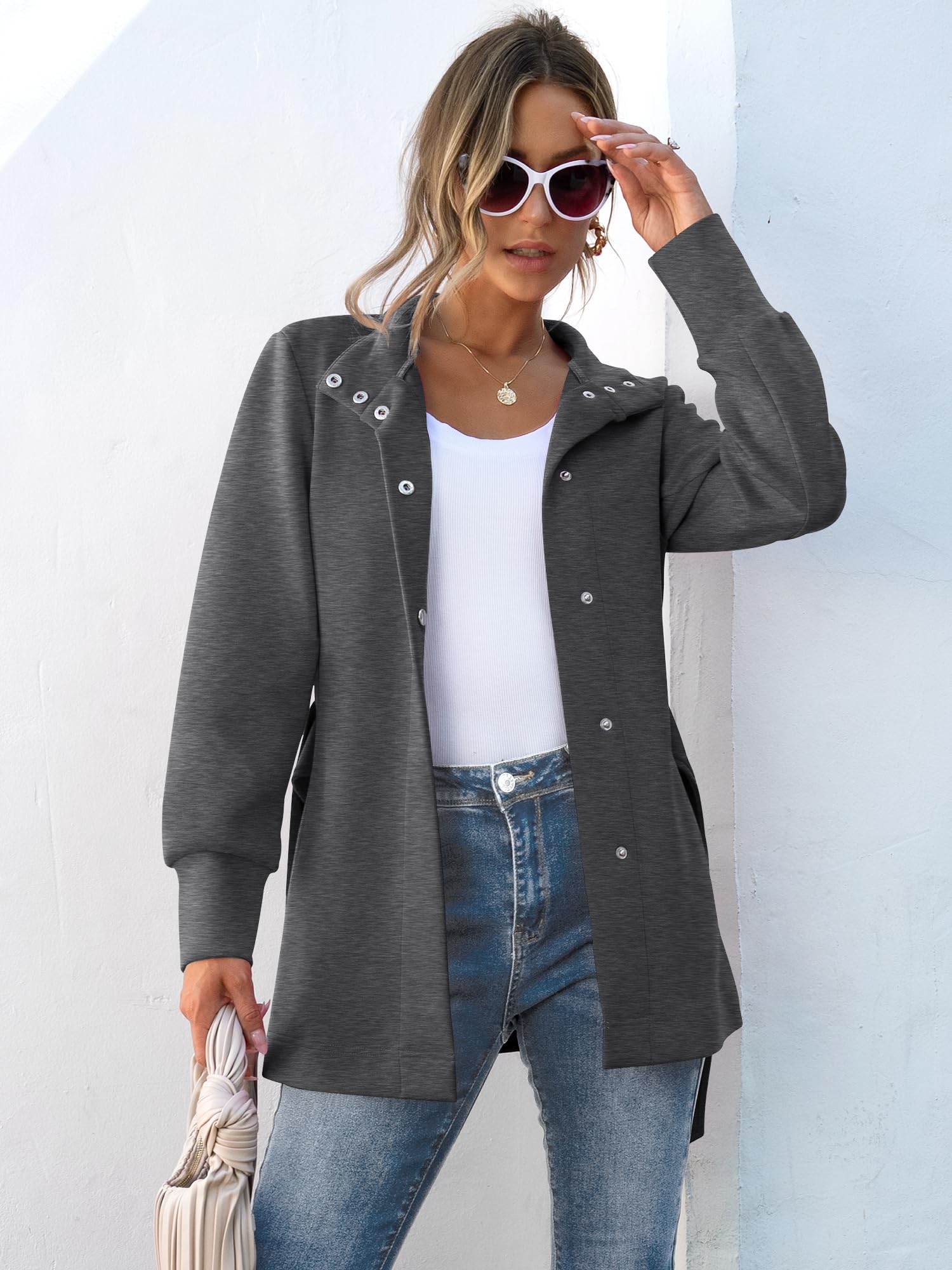ANRABESS Women's Belted Trench Coat - Long Sleeve Wrap Jacket with Pockets, Button Up Dressy Outerwear for Spring 2025 | Perfect for Office Wear, Date Night & Casual Outfits