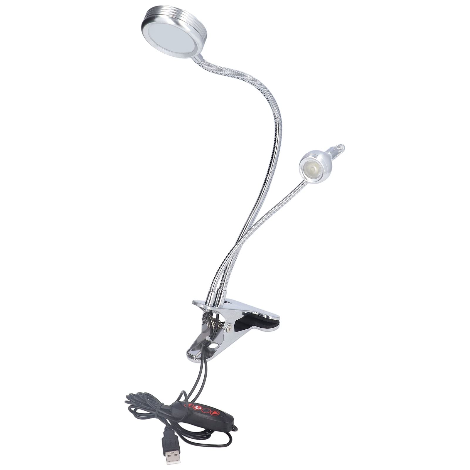 Adjustable LED Dual Head Clip Desk Lamp - 10 Brightness Levels, 360° Flexible Gooseneck for Reading, Study & Office Use - Perfect for Home, Dorm & Bedroom Workspaces