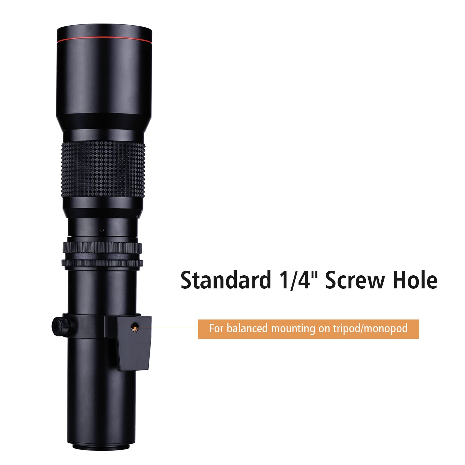 Andoer 500mm F/8.0-32 Manual Telephoto Zoom Lens with 2X Teleconverter & T2-EOS Adapter for Canon EOS Rebel T7/T6/T5/80D/70D - Perfect for Wildlife, Sports & Long-Distance Photography