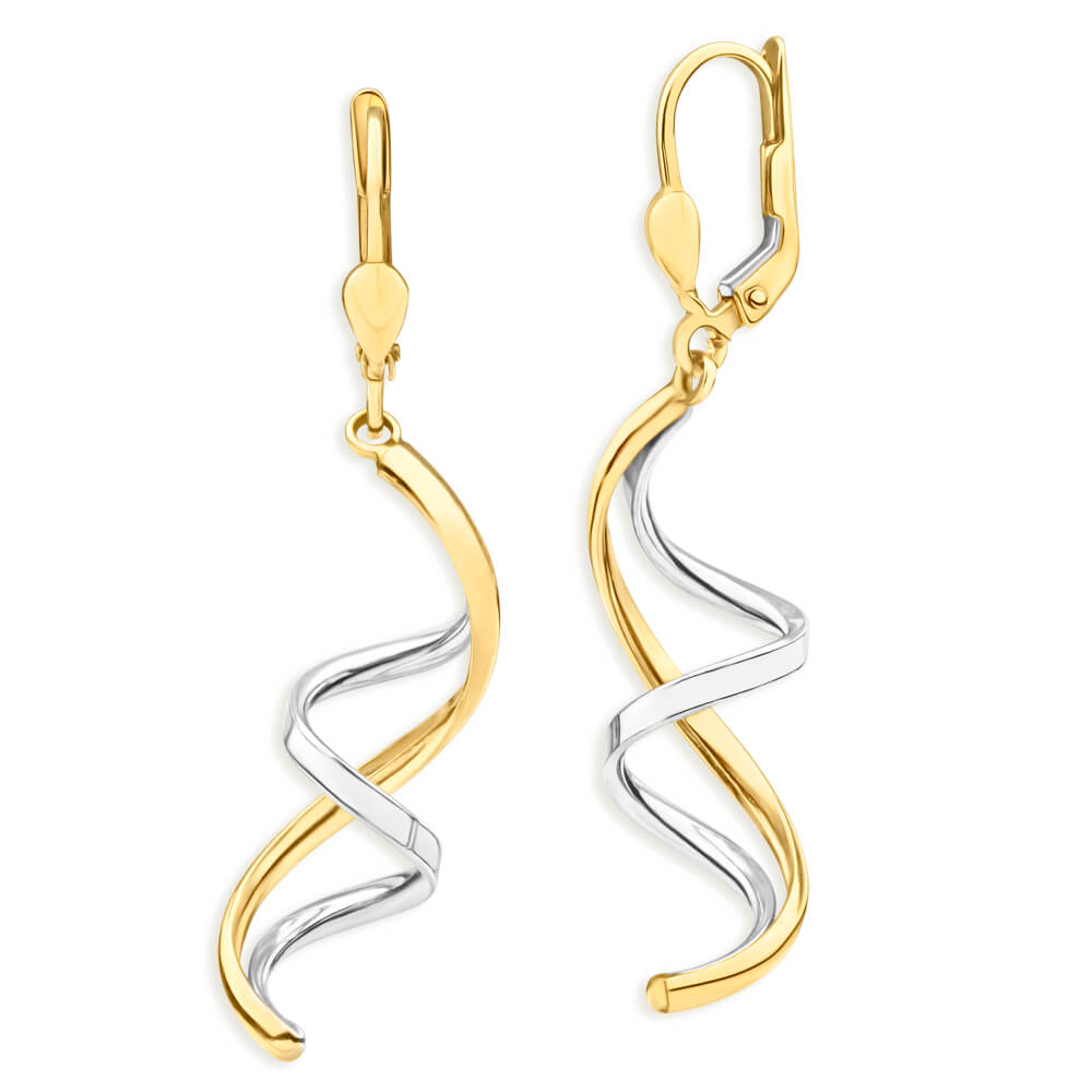 9ct Yellow Gold & White Gold Drop Earrings for Women – Elegant Dangling Jewelry for Parties, Weddings & Special Occasions