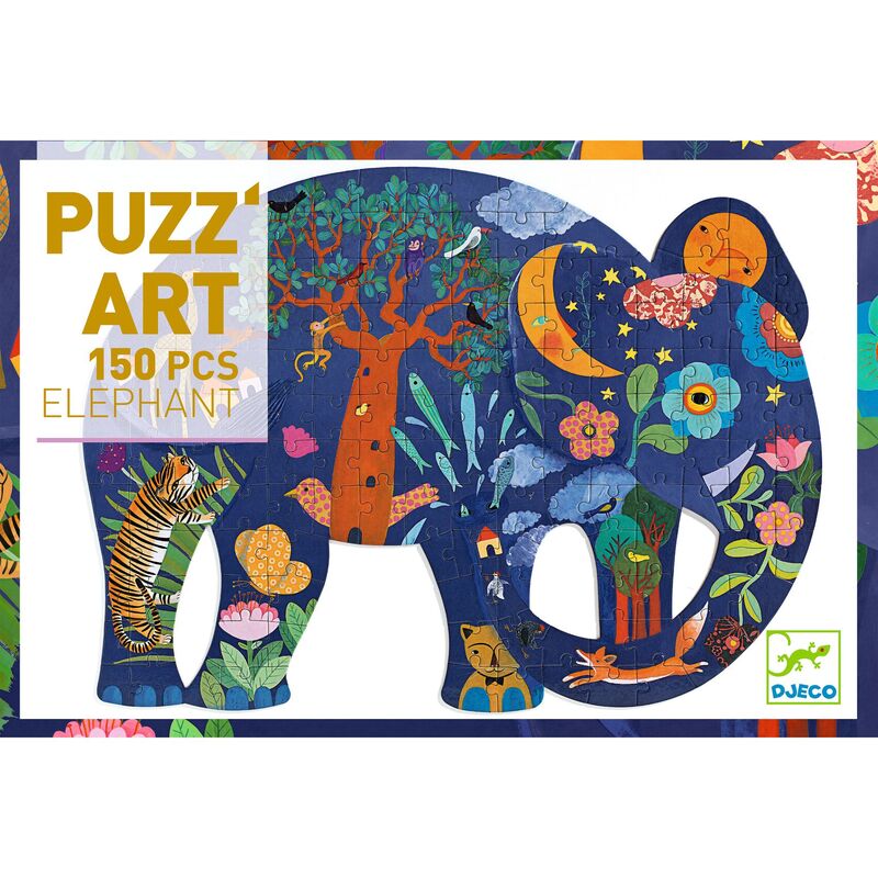 150-Piece Elephant Art Puzzle for Kids by Djeco | Creative Animal Puzzle Game for Children's Learning & Playtime