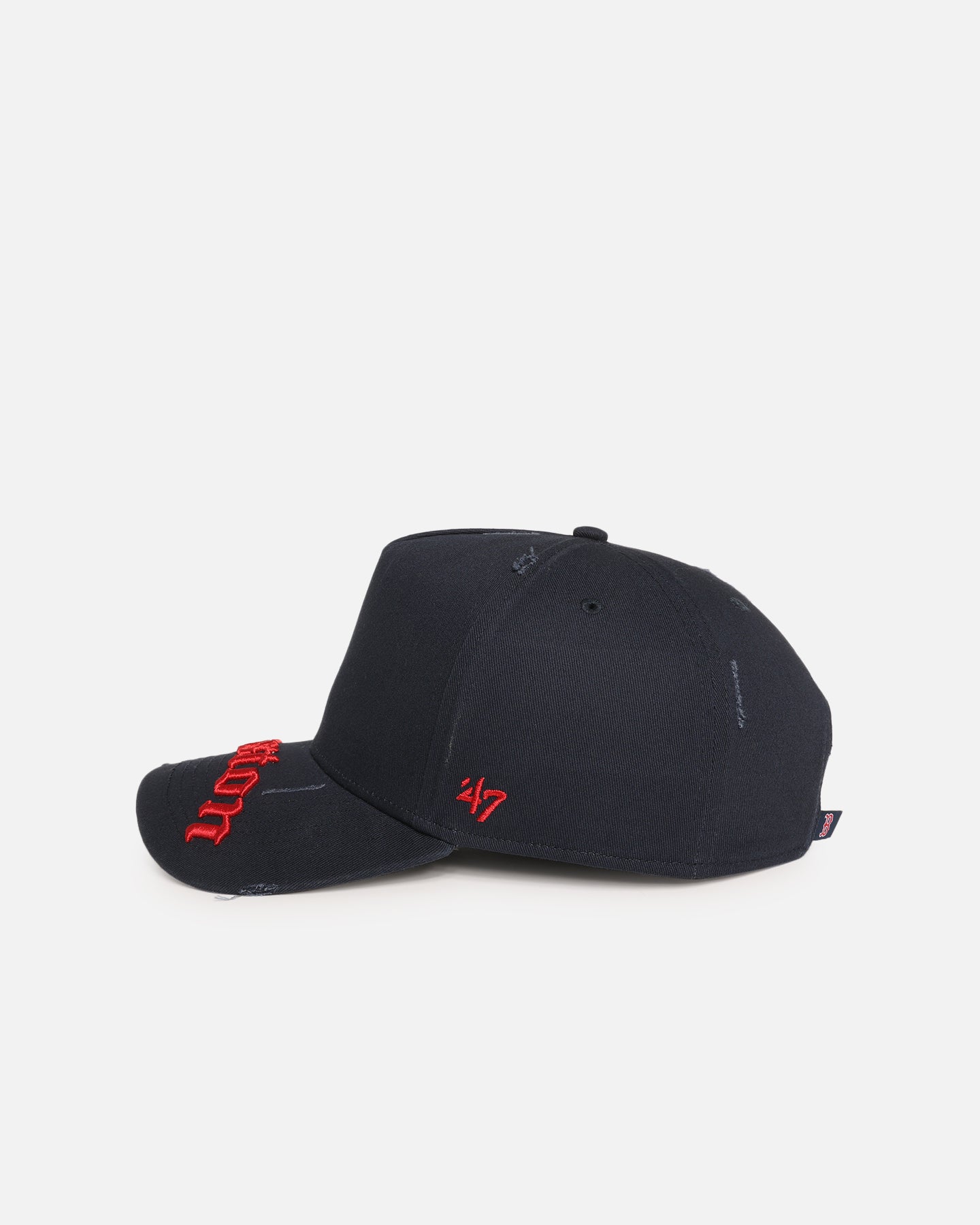 47 Brand Boston Red Sox 'Destruct Gothic Visor' 47 Offside Strapback Snapback Hat - Navy/Navy Adjustable Baseball Cap for Men & Women - Perfect for Baseball Games, Sports Fans, and Casual Wear
