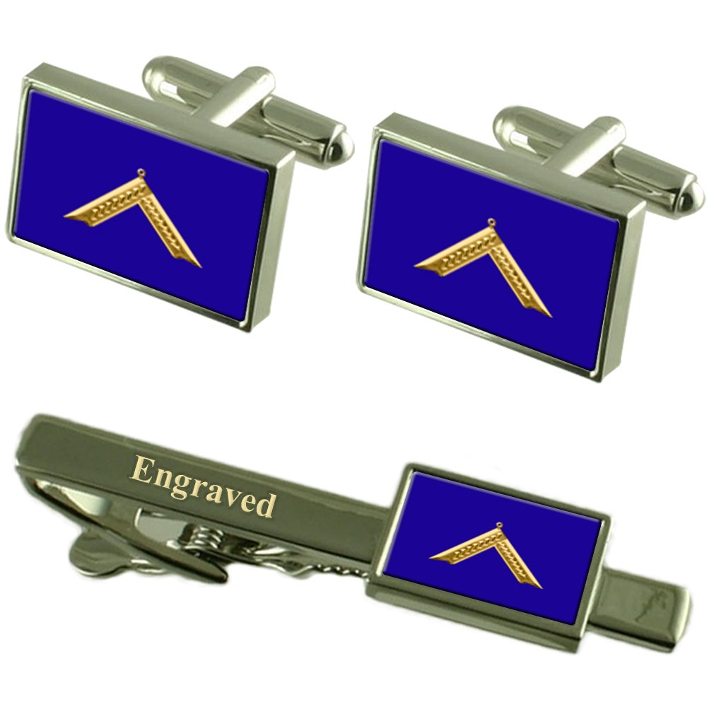 Masonic Worshipful Master Cufflinks & Tie Clip Set - Engraved Masonic Jewelry Gift for Freemasons, Lodge Members - Perfect for Formal Events, Ceremonies & Brotherhood Gifting