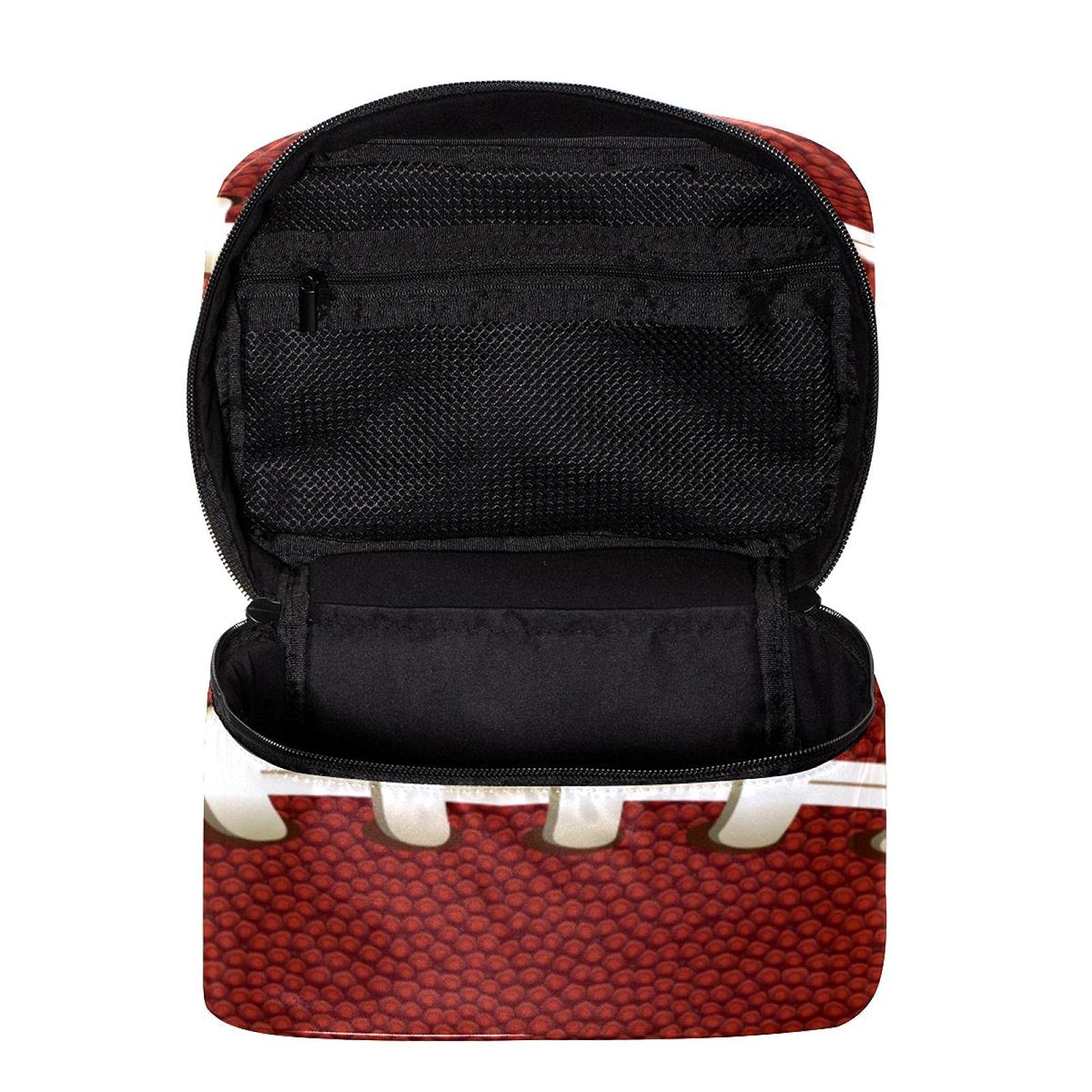 Premium Rugby Ball Texture Travel Makeup Bag - Large Cosmetic Organizer with Zipper for Women & Girls | Perfect for Gym, Travel & Daily Essentials Storage