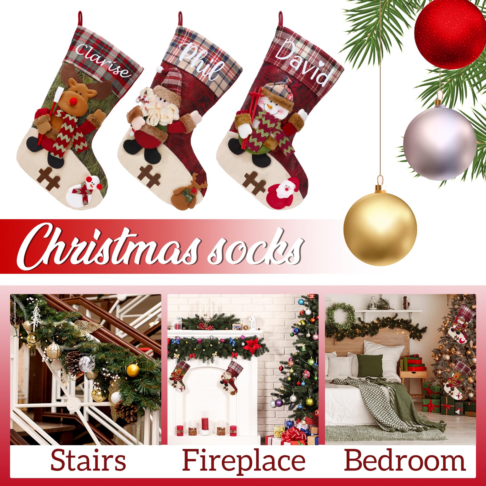 Personalized Christmas Stockings with Name - Custom 18