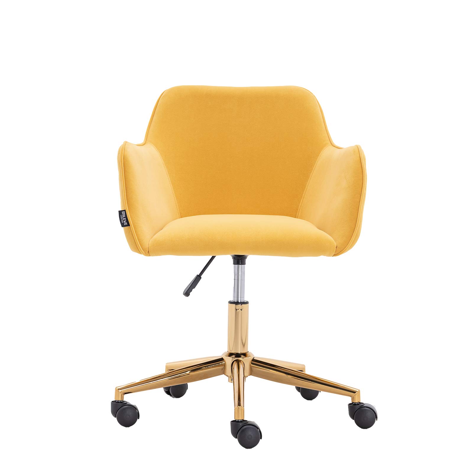 Ergonomic Home Office Chair with Lumbar Support & Armrest - 360° Swivel Rolling Fabric Computer Desk Chair for Work & Gaming (Yellow) - Perfect for Remote Work, Online Classes & Long Study Sessions