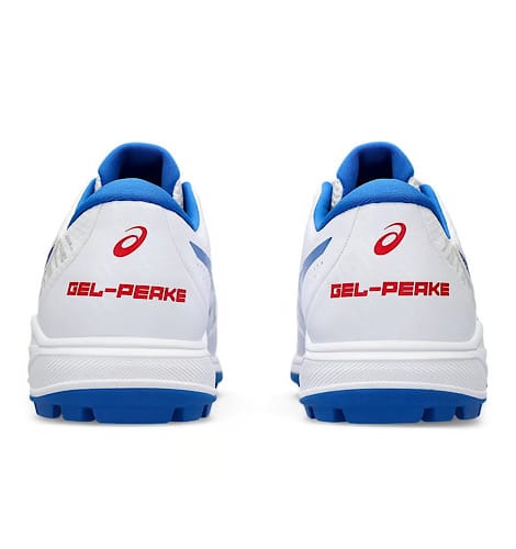 ASICS Gel-Peake 2 Cricket Shoes for Men - White/Tuna Blue - Lightweight Comfort & Traction - Perfect for Cricket Matches & Training Sessions