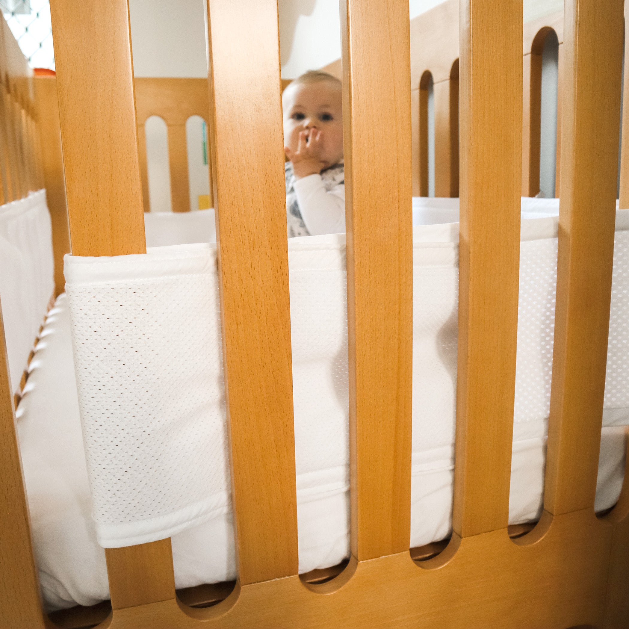 Breathe Easy® White Cot Liner - Soft, Breathable Baby Crib Mattress Cover for Safe & Comfortable Sleep - Perfect for Nursery, Daycare & Travel