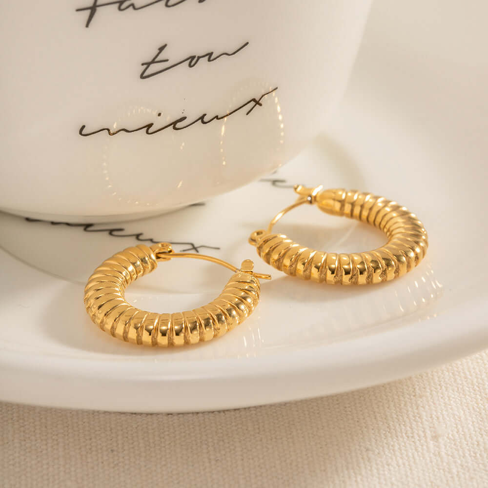 Minimalist 18K Gold Plated Hoop Earrings for Women - Classic Small Gold Hoops for Everyday Wear | JDEW018 | Perfect for Office, Date Night & Casual Outfits