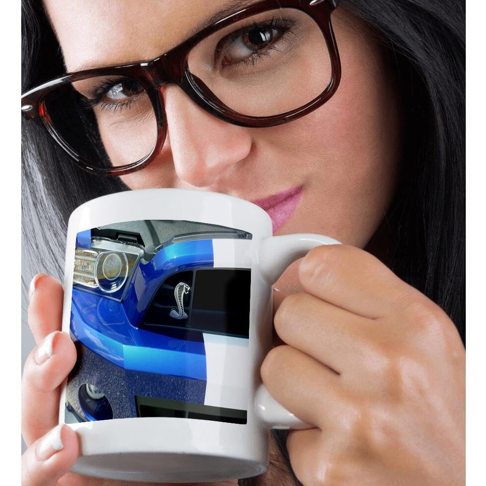 3D Rose New Mustang Cobra Beauty Ceramic Coffee Mug, 11 oz - Perfect for Car Enthusiasts, Office Use & Gift Giving