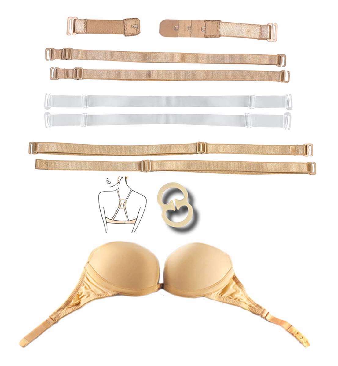 Braza - 5 Way Plunge Bra for Women | Push Up, Strapless, Convertible, Multiway, Backless | Perfect for Evening Wear, Wedding, Party & Special Occasions