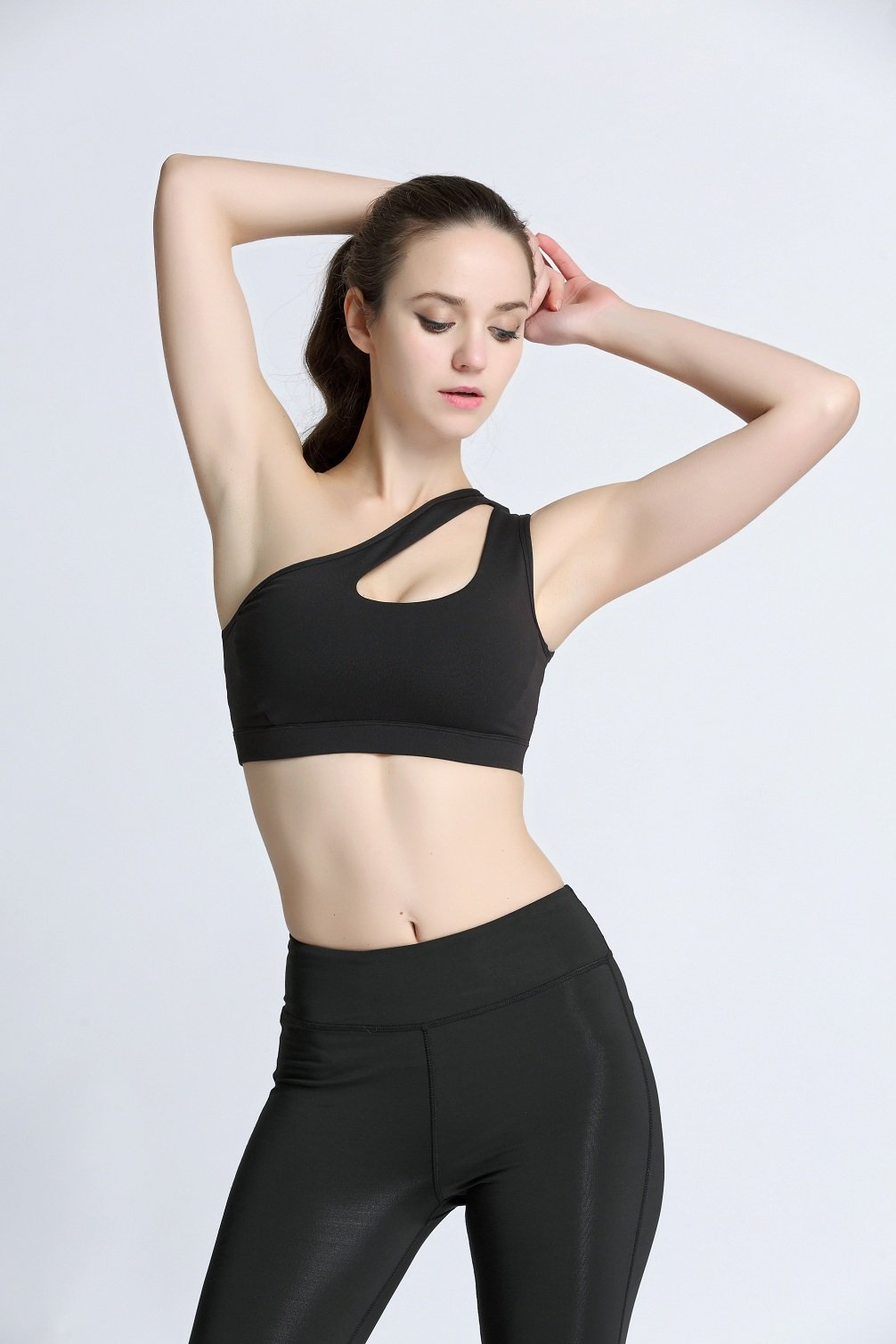 Bakerdani Women's One Shoulder Sports Bra - Sexy & Supportive Workout Top for Yoga, Running & Gym - Breathable & Comfortable Activewear for Fitness & Lounge