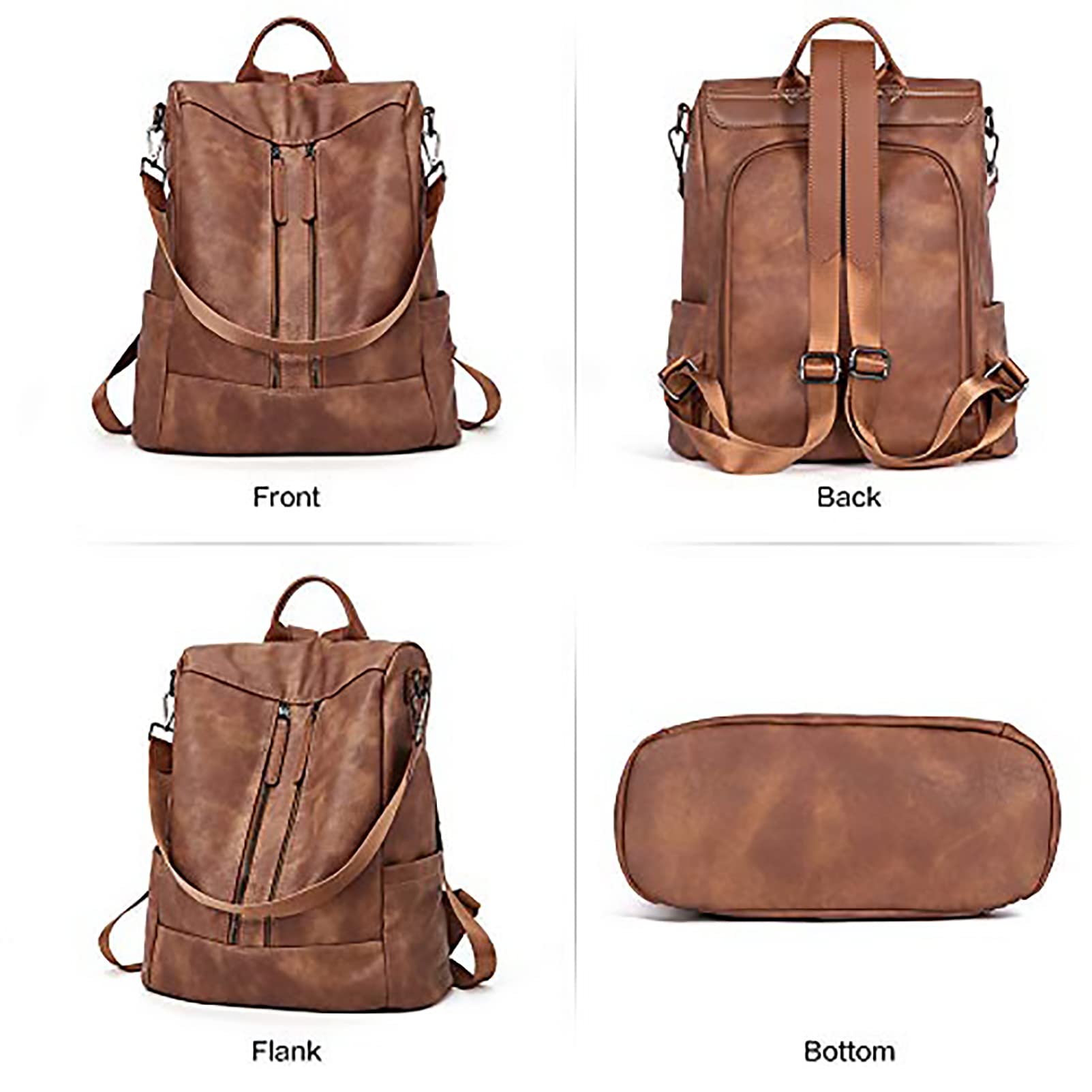 BROMEN Women's Leather Backpack Purse - Anti-Theft Fashion Shoulder Bag & Handbag for Work, Travel & Daily Use | Stylish Bookbag for College, Commuting & Shopping