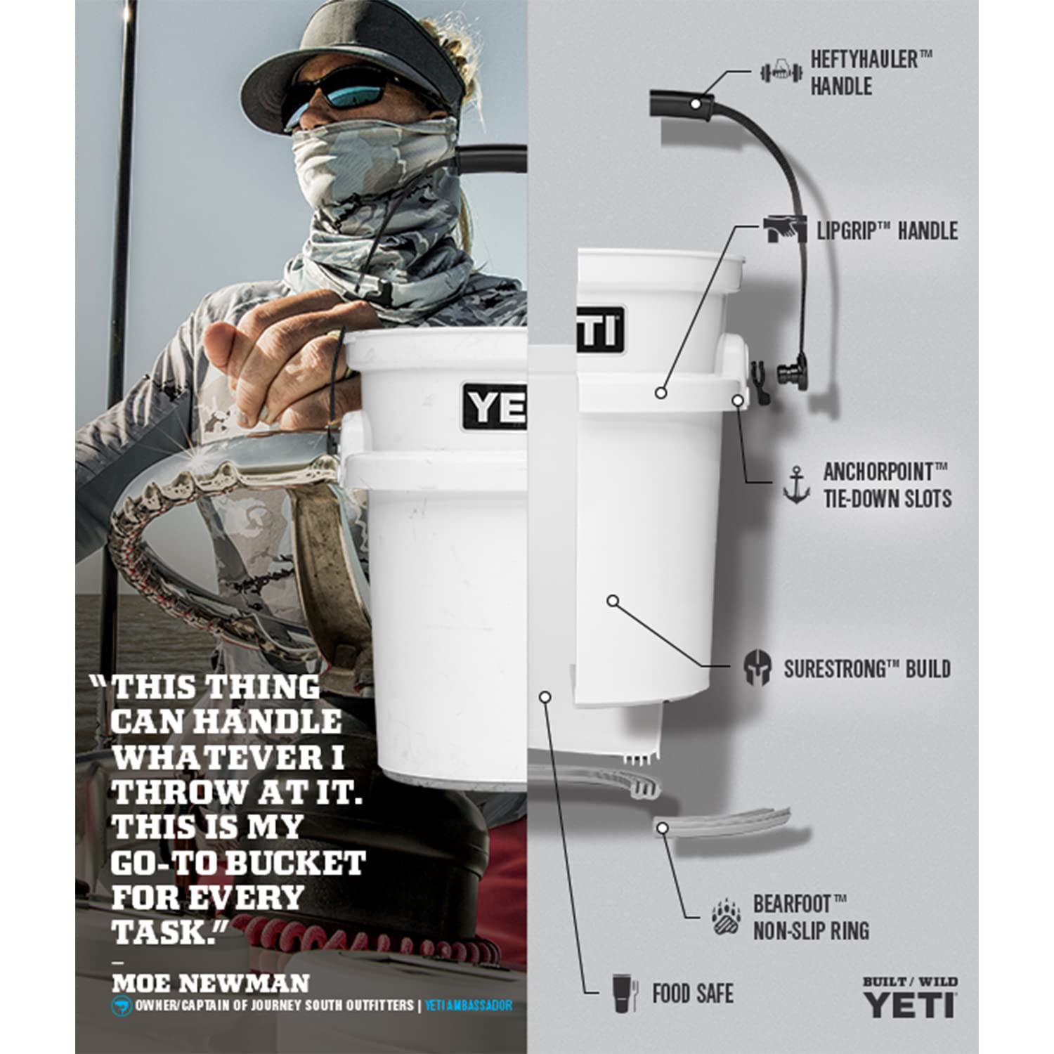 YETI Loadout 5-Gallon Heavy Duty Bucket - Durable, Impact Resistant for Fishing, Camping & Outdoor Utility - Perfect for Tackle Storage, Hunting Gear & Worksite Organization