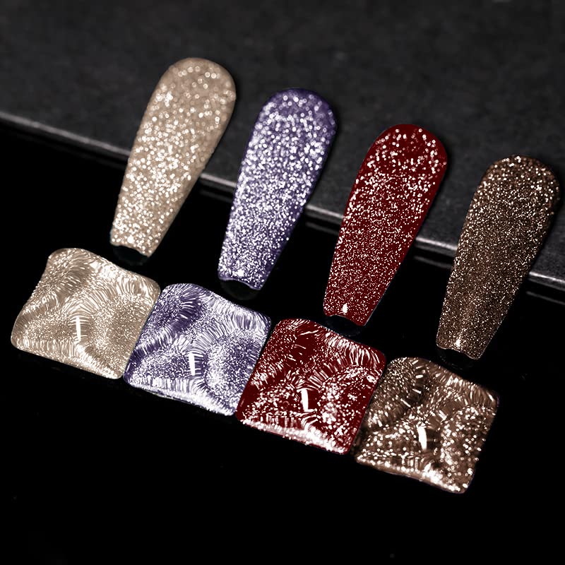 VERONNI Glitter Reflective Nail Gel Polish - Diamond Sparkly Shiny UV LED Gel for Nail Art, Gold Glitter Soak Off Manicure (05) | Perfect for Parties, Weddings & Special Occasions