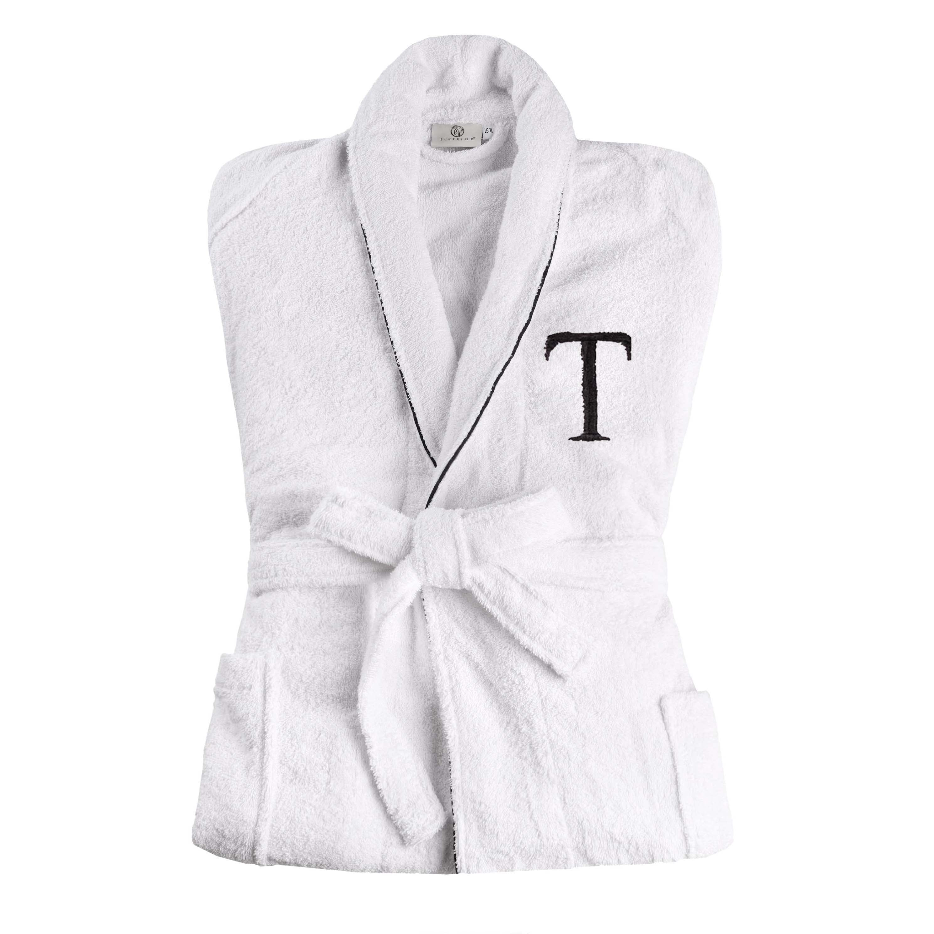 Premium Cotton Unisex Bathrobe for Adults - Soft, Fluffy & Highly Absorbent - White Embroidered Spa Robe for Relaxation, Hotels & Home Comfort