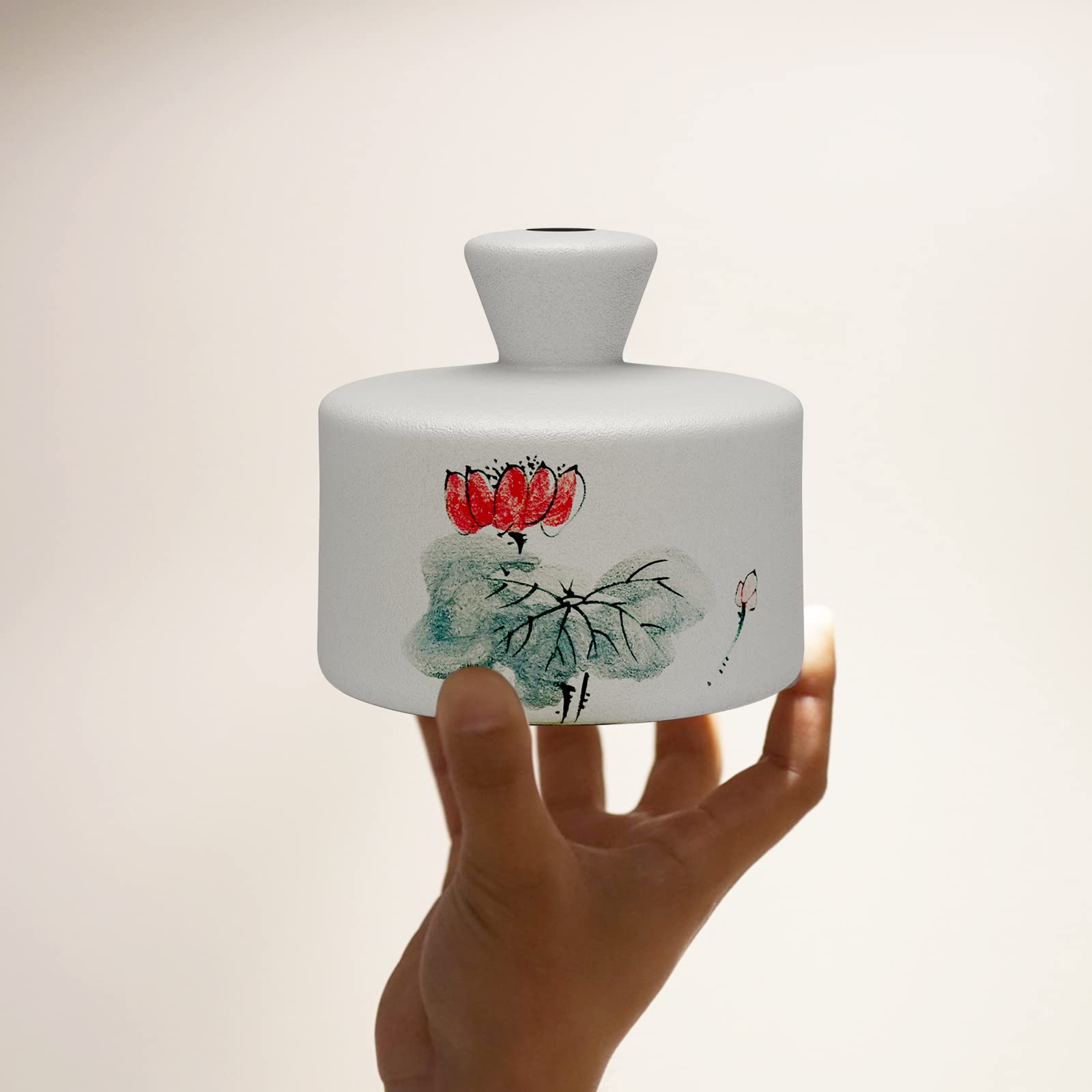 23oz Ceramic Thumb Rain Watering Can for Bonsai, Garden & Indoor Plants - Handcrafted Hand-Painted Hibiscus Design Watering Bell - Perfect for Delicate Watering of Succulents, Herbs and Houseplants