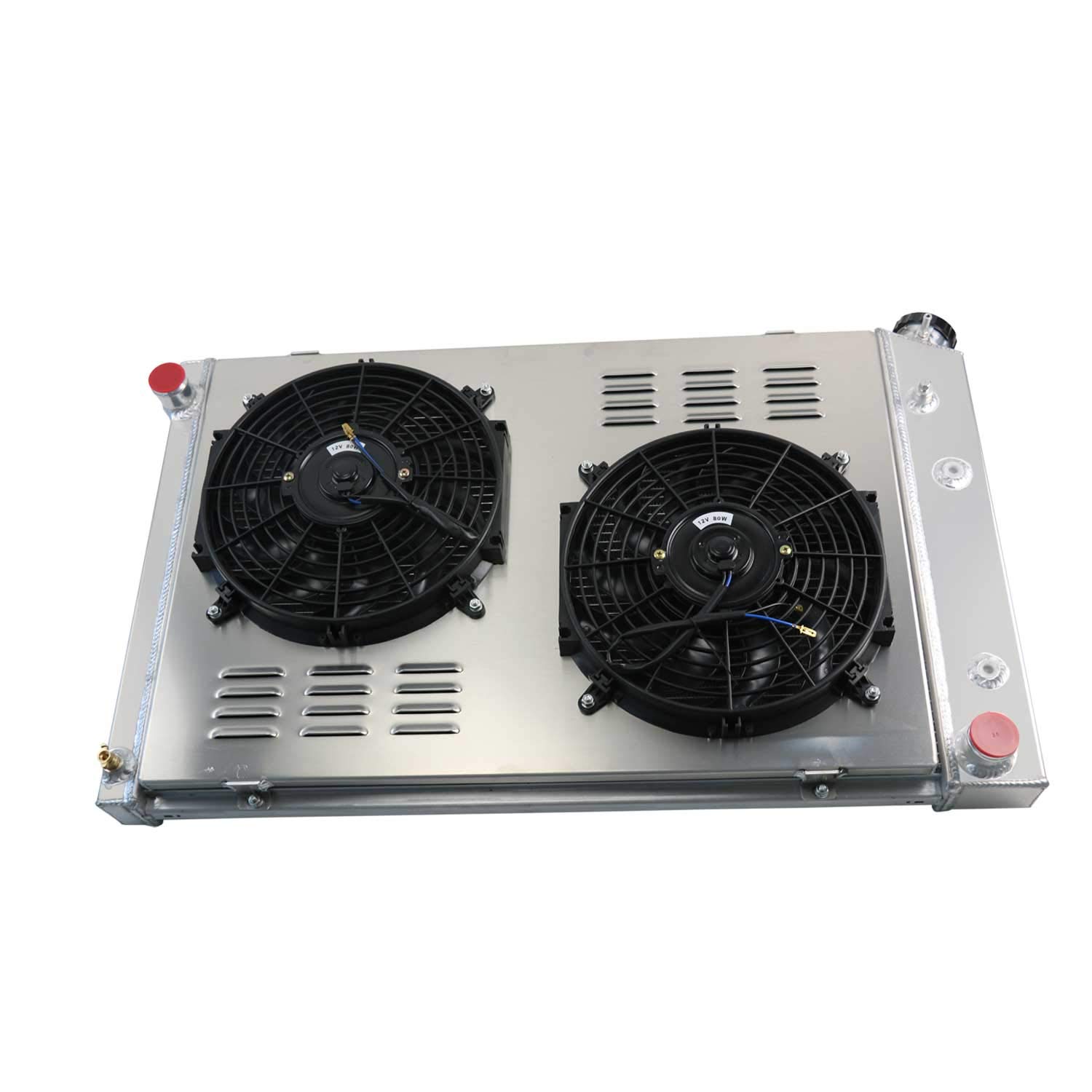 1981-1991 Chevy GMC CK C10 C20 C30 C1500 C2500 C3500 3-Row Aluminum Radiator with Shroud, Fans & Relay Wiring Kit - Heavy Duty Cooling Upgrade for Trucks, Off-Road & Towing