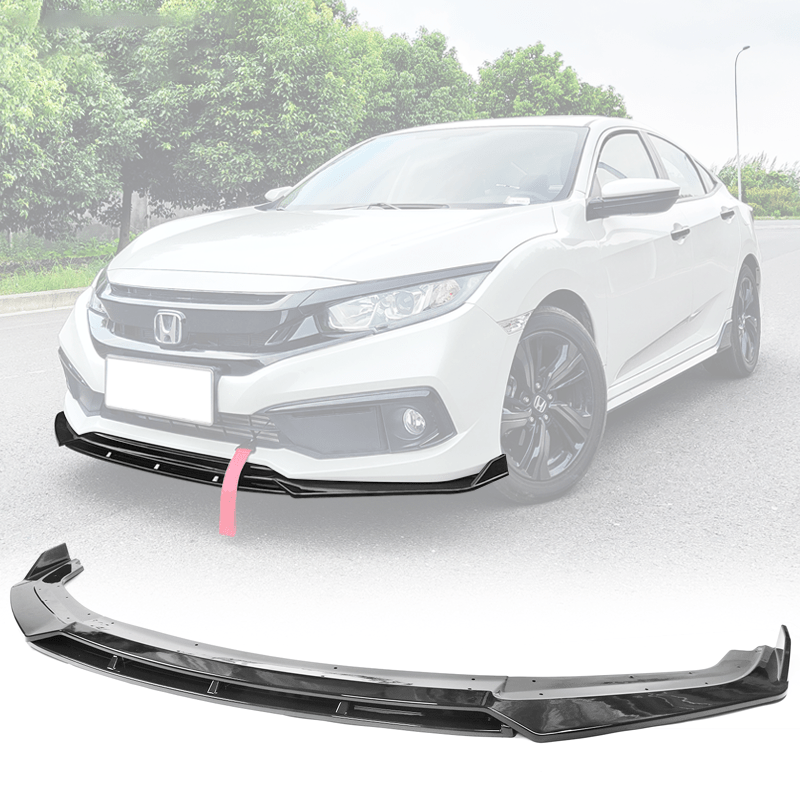 2019-2021 Honda Civic IK V3 Style Front Bumper Lip (2PC) - Carbon Fiber Car Body Kit for Sporty Look - Perfect for Street Racing & Car Shows