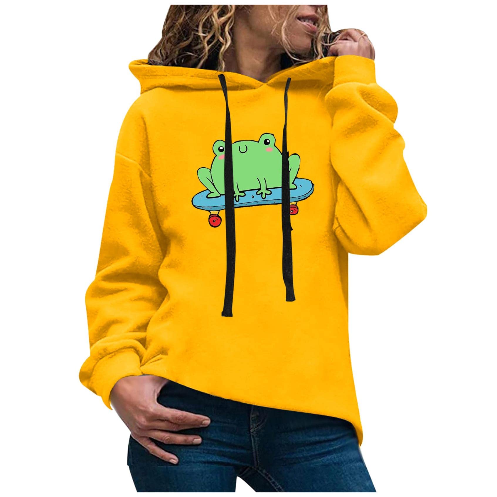Women's Casual Hoodies - Lightweight Long Sleeve Pullover Sweatshirt, Loose Fit Solid Color Tops for Everyday Wear, Lounge & Outdoor Activities