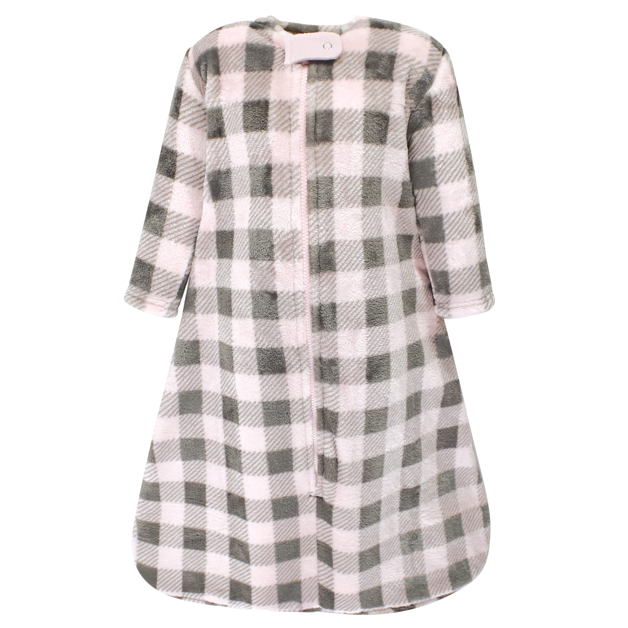 Hudson Baby Unisex Plush Sleeping Bag Sack Blanket - Pink Gray Plaid for 6-12 Months | Soft & Cozy Baby Wear for Nursery, Daycare & Travel