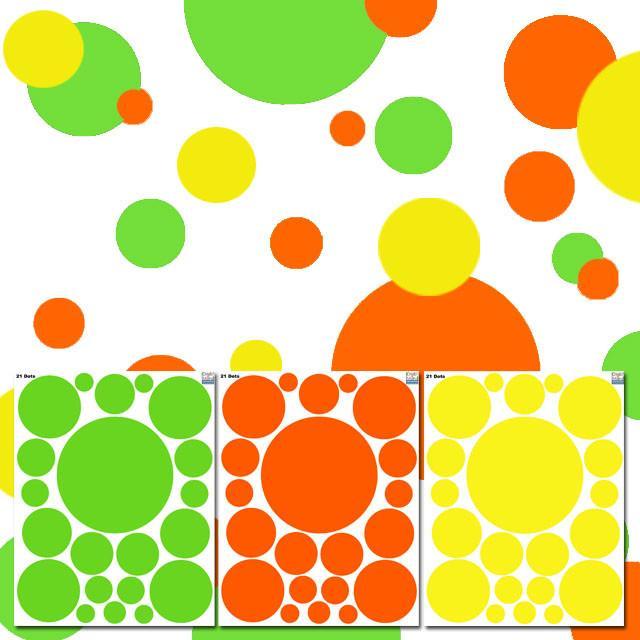 Wall Dots Citrus Colors - Removable Wall Decals for Kids Room Decor, Nursery, Playroom & Classroom (Set of 24) - Fun, Colorful Wall Stickers for Creative Home Design