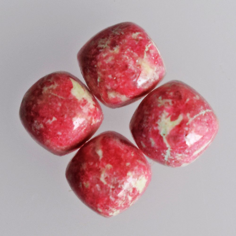 22x22mm Natural Pink Thulite Cabochon Square Shape - Premium Tumbled Stone from Norway for Jewelry Making - Perfect for Rings, Pendants & DIY Craft Projects