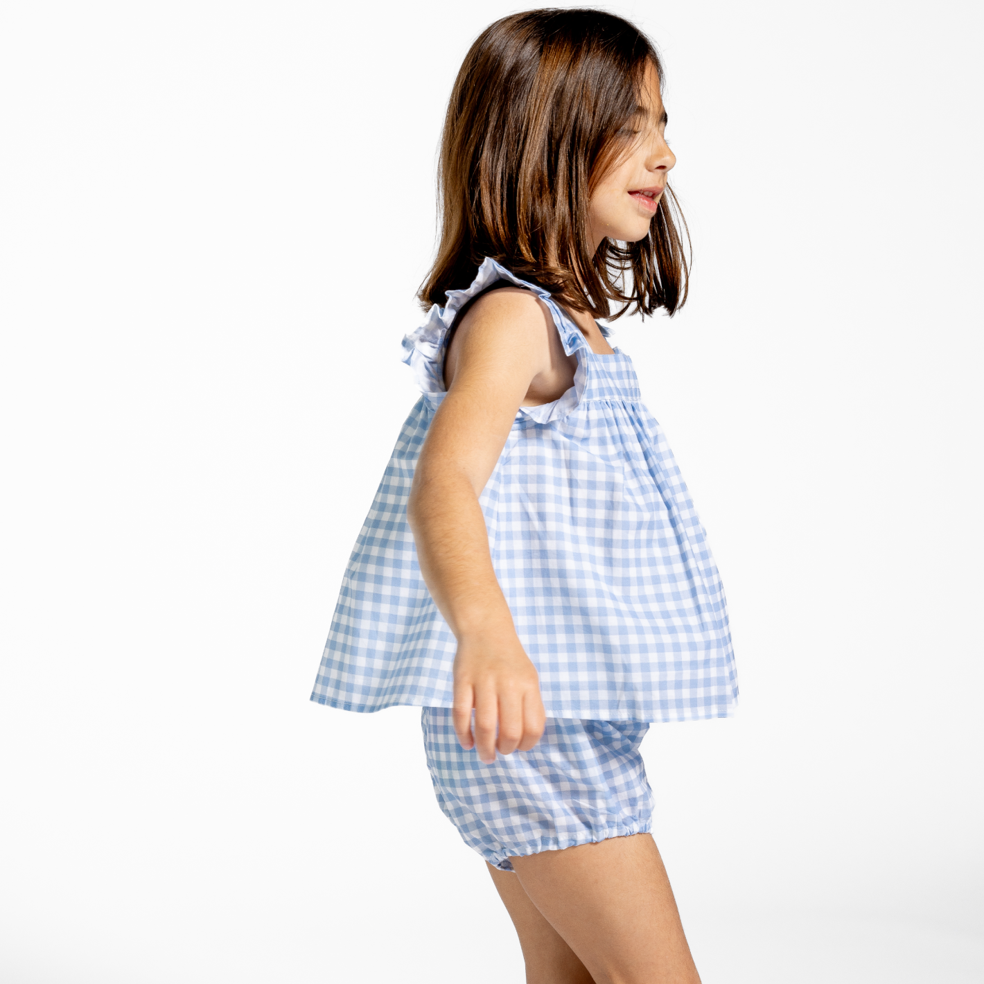 Girls Oasis Blue Gingham Bloomer Set - Cute Summer Outfit for Toddlers & Babies - Perfect for Playdates, Beach Trips & Photo Shoots