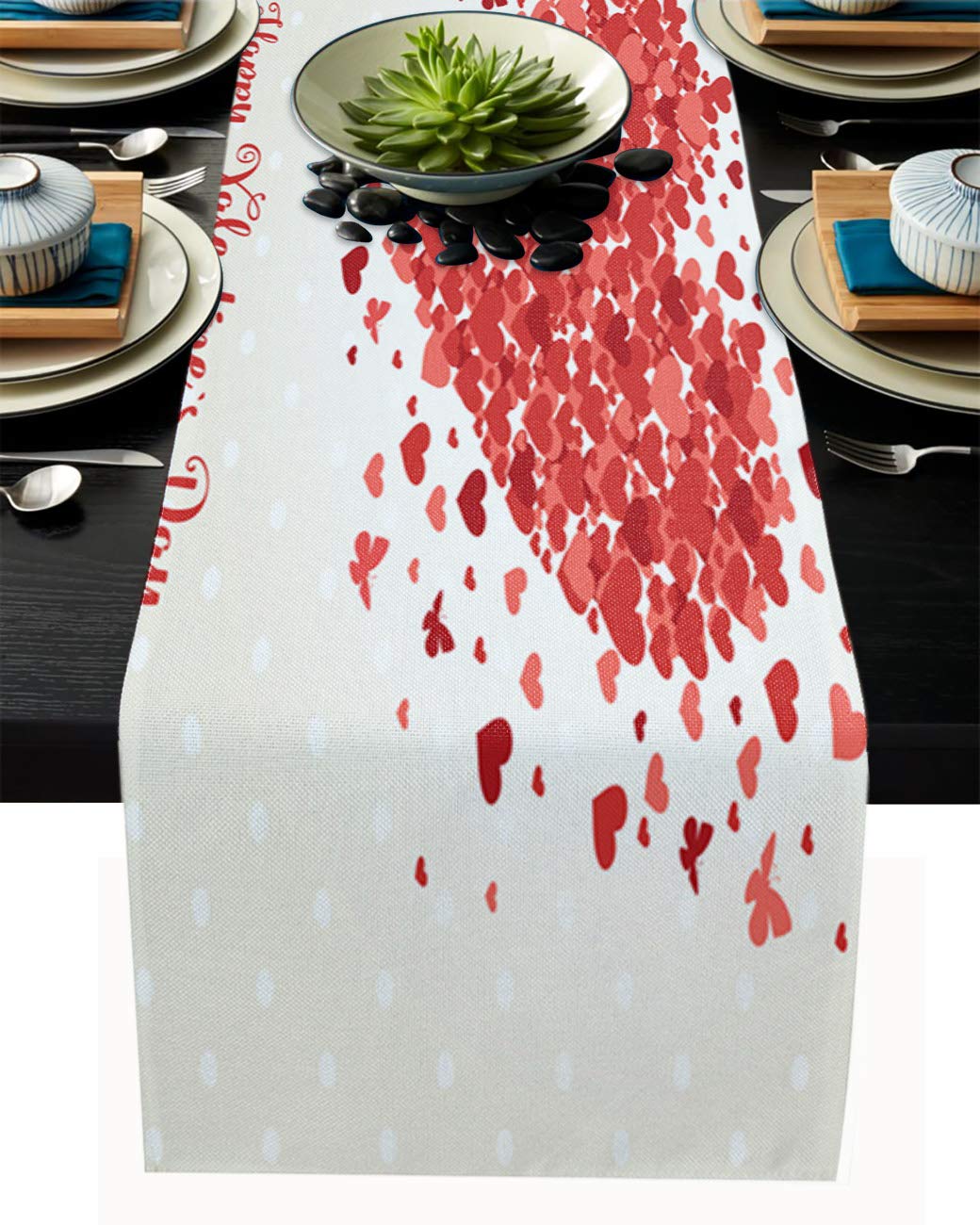 1998 Cotton Linen Table Runner - 13x70 Inch Red Rectangle Table Decor for Valentine's Day, Weddings, Birthdays & Baby Showers | Elegant Dinner Party Table Setting Decoration