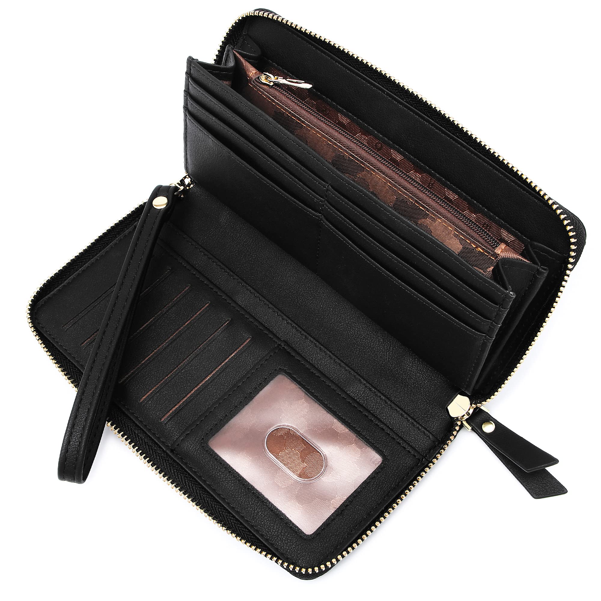 GEEAD Women's RFID Blocking Wristlet Wallet - PU Leather Zip Around Phone Clutch Purse for iPhone & Cards | Perfect for Shopping, Travel & Everyday Use