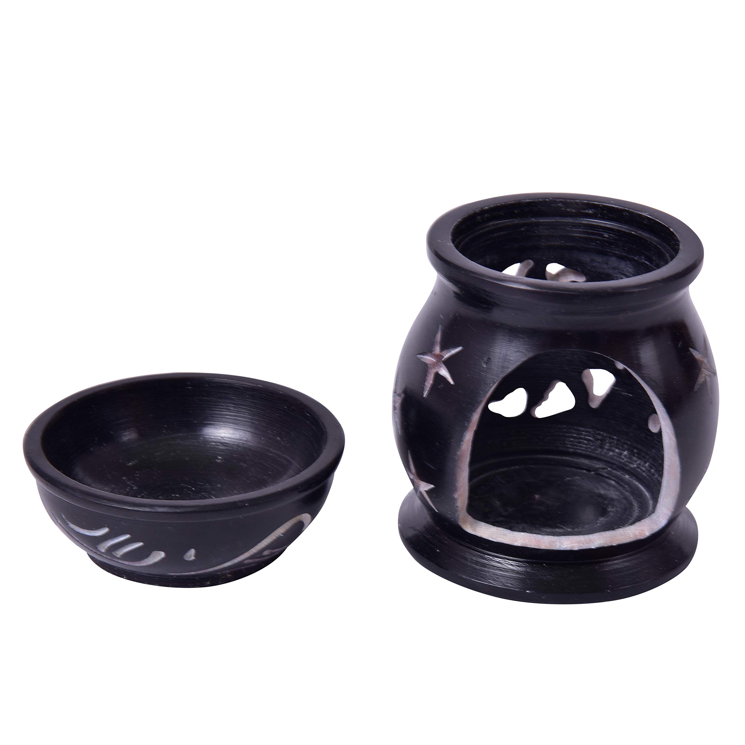 Handmade Decorative Carved Tealight Holder - Resin Incense Burner with Soapstone Motif Lantern for Home Decor, Meditation & Romantic Ambiance