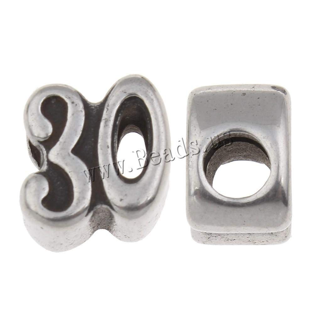 Stainless Steel Number 30 Charm Bead for Bracelets - Durable Jewelry Making Supplies for DIY, Gifts & Fashion Accessories