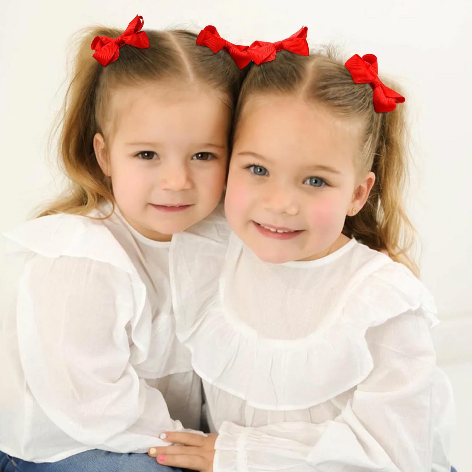 6PCS Handmade Grosgrain Ribbon Hair Bows with Alligator Clips - Red Hair Accessories for Girls, Toddlers & Kids | Perfect for Christmas Gifts, Birthday Parties, School Events & Daily Hair Styling