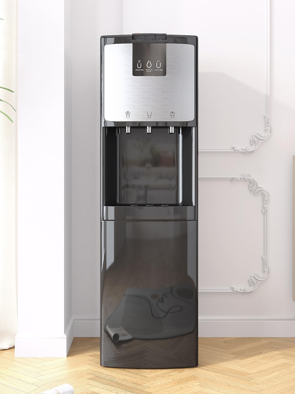 TABU Bottom Loading Water Cooler Dispenser - 3 Temperature Settings (Hot, Cold, Room) for 3/5 Gallon Bottles, Stainless Steel with Anti-Scalding & Child Safety Lock - Perfect for Home, Office, and School Hydration Needs