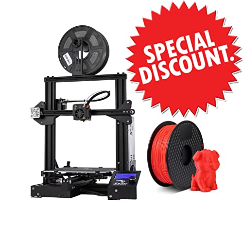 Creality Ender 3 Plus 3D Printer with 1.75mm Red PLA Filament - High Precision DIY Printing for Home, Office & School Projects
