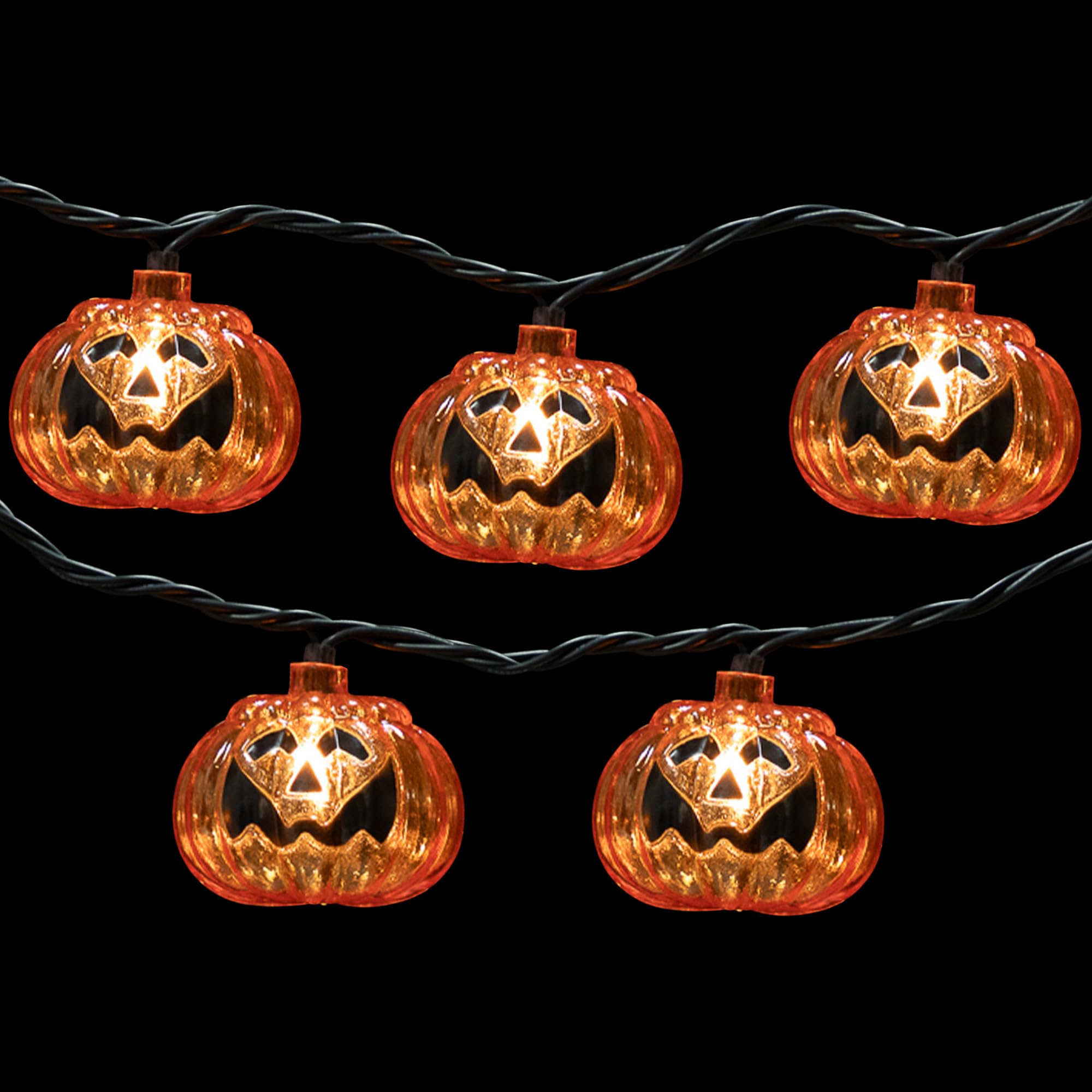 Northlight Jack O'Lantern Halloween Lights - Clear LED String Lights with 7.5' Black Wire - Perfect for Indoor/Outdoor Halloween Decorations, Parties & Pumpkin Displays
