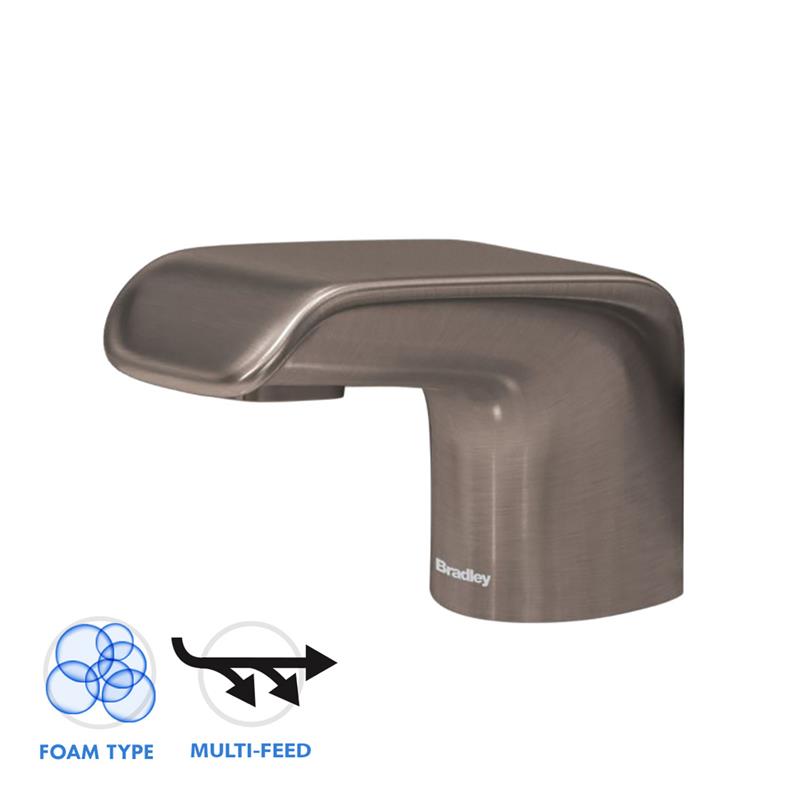 Bradley 6 3500 RLM Linea Series Multi-Feed Deck Mounted Soap Dispenser - Liquid Soap Dispenser for Commercial Restrooms, Kitchens & Public Washrooms