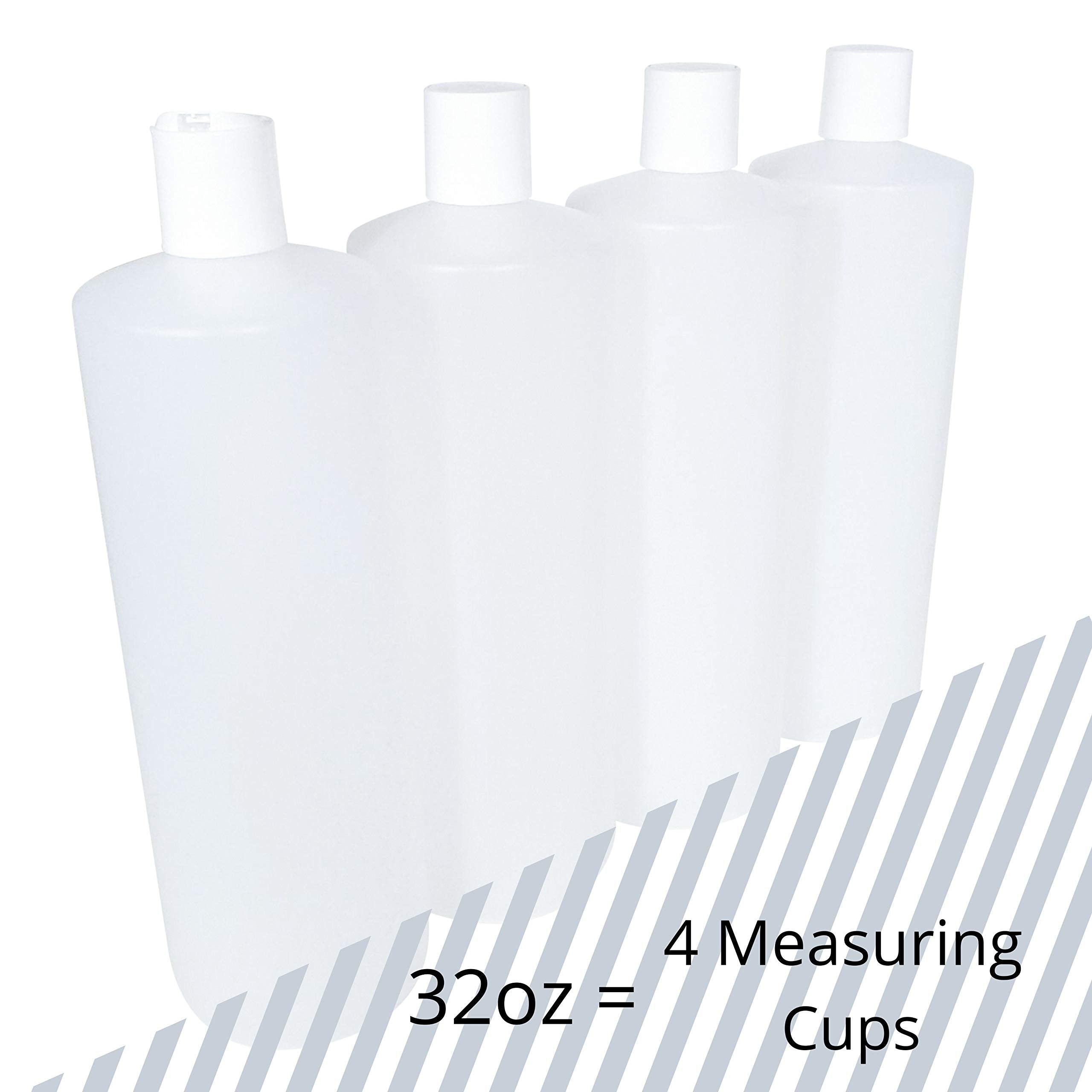 32oz HDPE Plastic Squeeze Bottles with Dispensing Press Disc Top Caps - Durable Leak-Proof Containers for Kitchen, Restaurant, Hair Salon & DIY Crafts