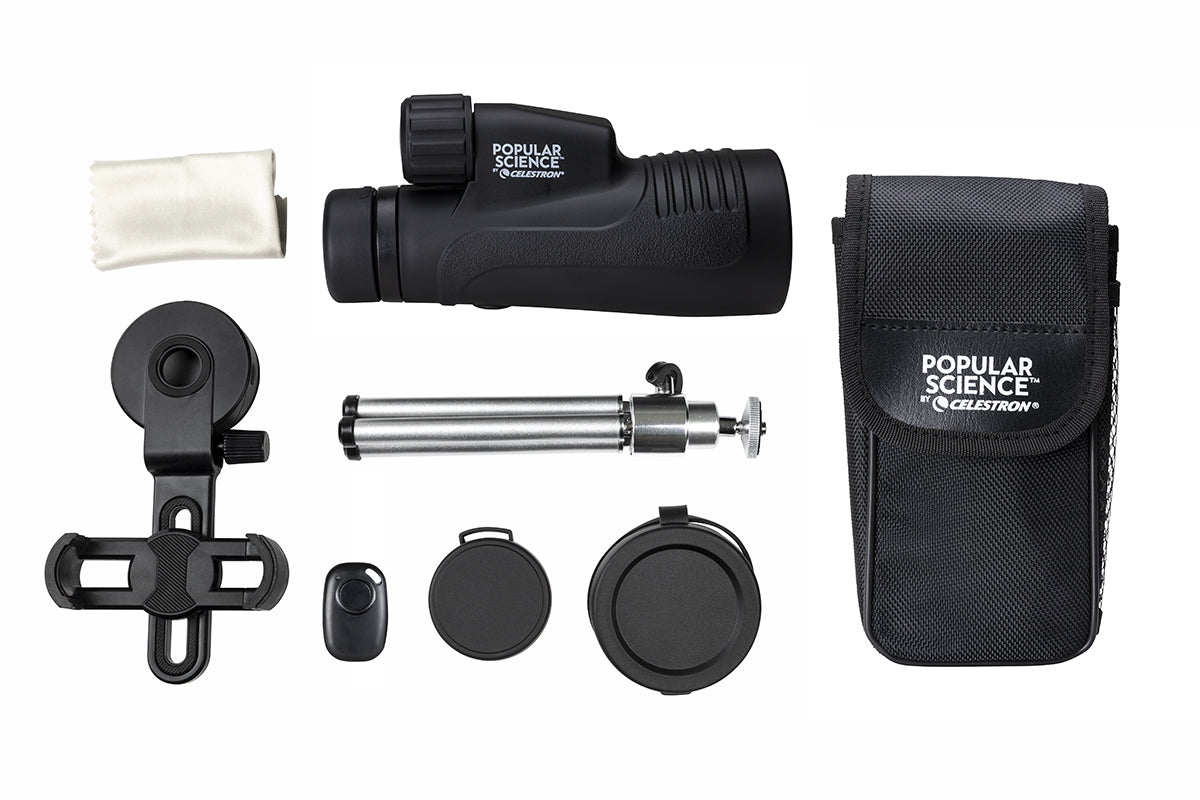 Celestron Outland X 12x50mm Monocular Telescope with Tripod Stand, Smartphone Adapter & Bluetooth Remote - High Power Zoom for Bird Watching, Hunting, Stargazing & Outdoor Adventures