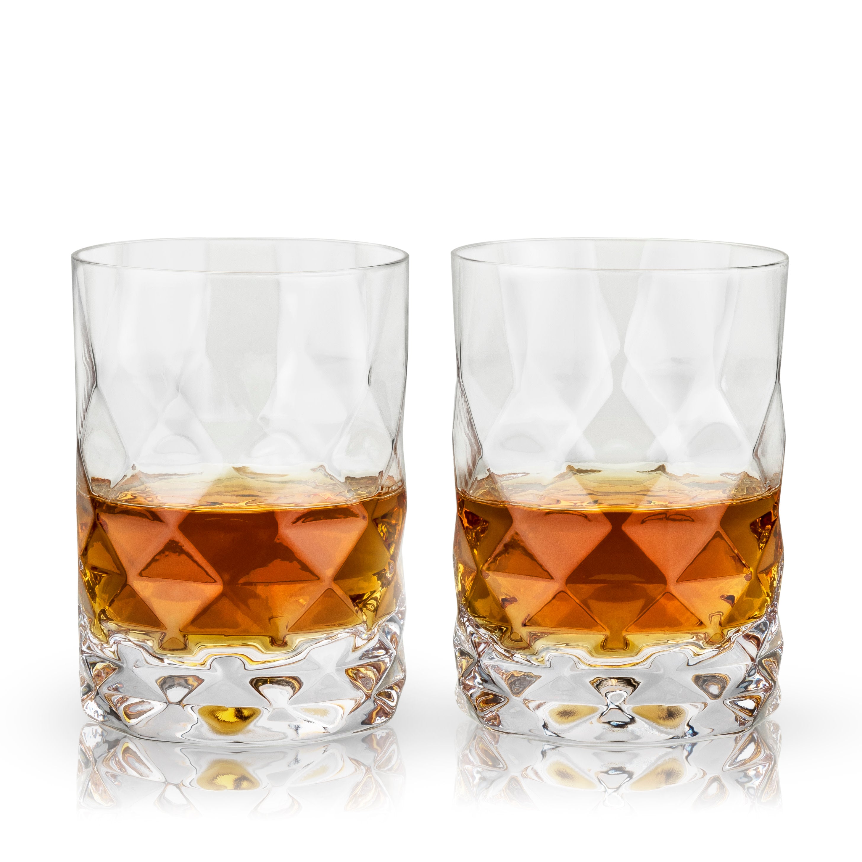 Premium Gem Crystal Tumblers Set of 2 - Elegant Glass Cups for Whiskey, Cocktails & Iced Coffee - Perfect for Home Bar, Dinner Parties & Gifts