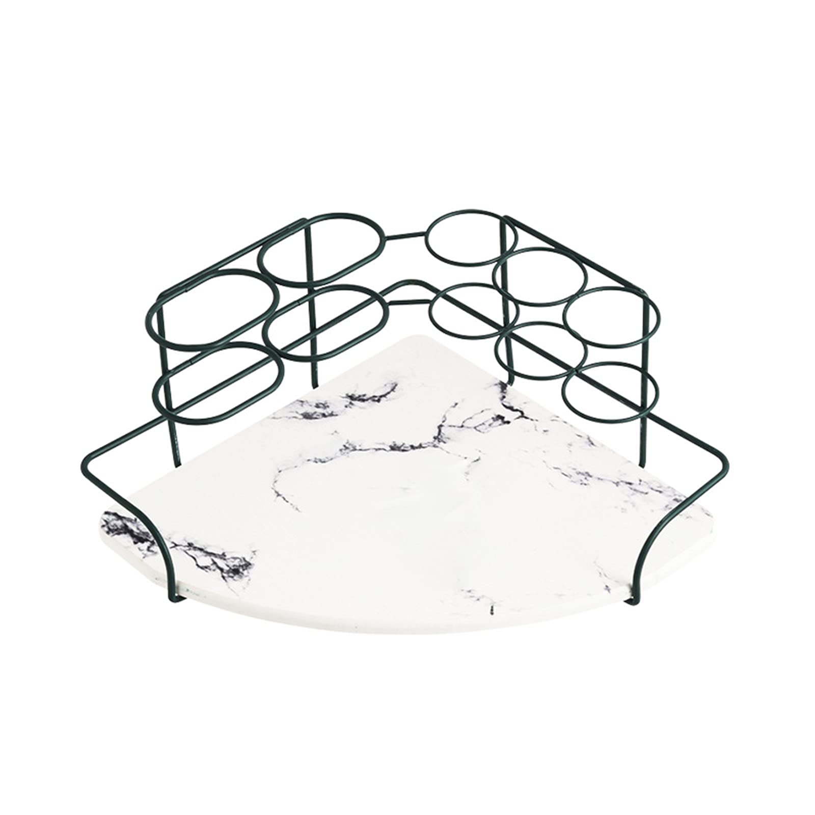Eco-Friendly Diatomite Toothbrush Holder & Storage Tray - Bathroom Corner Organizer with Metal Stand & Silicone Mat - Green Marble Design for Countertop, Sink, or Shower Organization