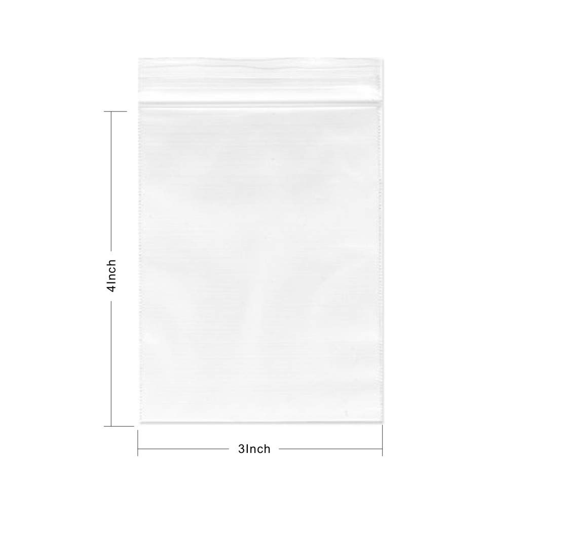 200Pcs 3x4 Inch Clear Reclosable Plastic Bags - 2Mil Thick Resealable Poly Bags for Jewelry, Beads, Pills, Cards & Small Items Storage - Perfect for Crafting, Organizing & Retail Packaging