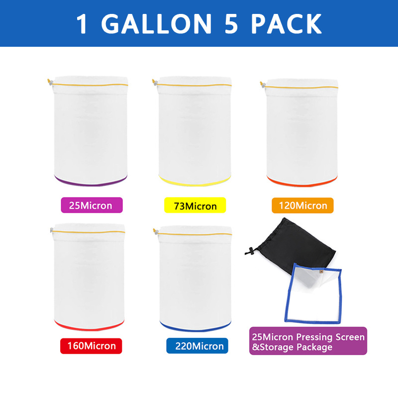 1 Gallon 5 Bubble Hash Bags - Full Mesh Durable Filter Bags for Herbal Extraction - Perfect for Making Hash, Rosin, and Concentrates at Home
