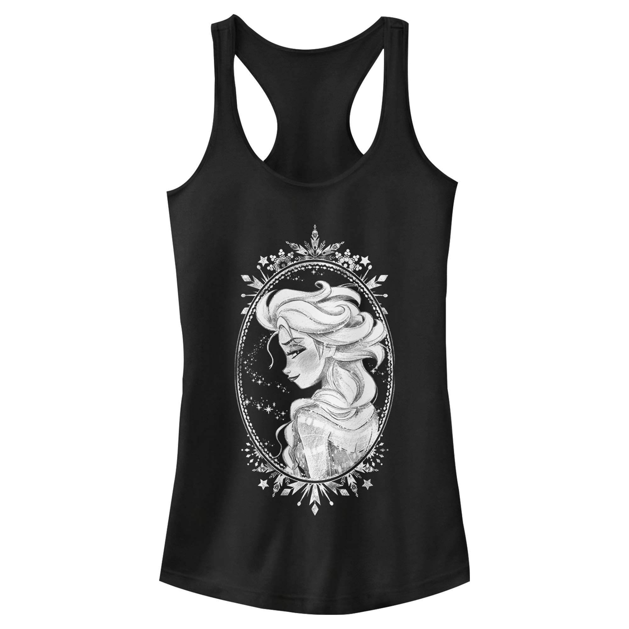 Women's Frozen Elsa Graphic Slim Fit Scoop Neck Racerback Tank Top - Disney Inspired Casual Summer Tee for Theme Parks, Cosplay & Everyday Wear